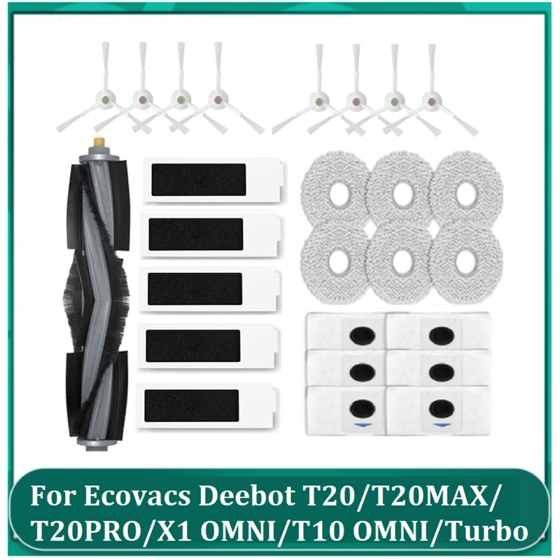 Hlavné Bočné Kefa Vrecka na Prach Mop Handričkou Filter Pre Ecovacs Deebot T20/T20MAX/T20PRO/X1 OMNI/T10 Omni/Turbo Vysávač