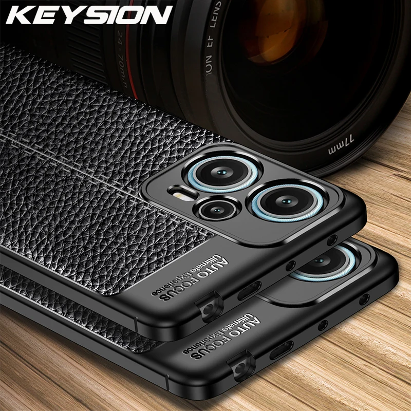 KEYSION Shockproof Prípade pre Xiao POCO F5 Pro X5 Pro 5G Kožené Textúru Mäkkého Silikónu Kryt Telefónu pre Redmi Poznámka 12 Pro+ 12, 4G