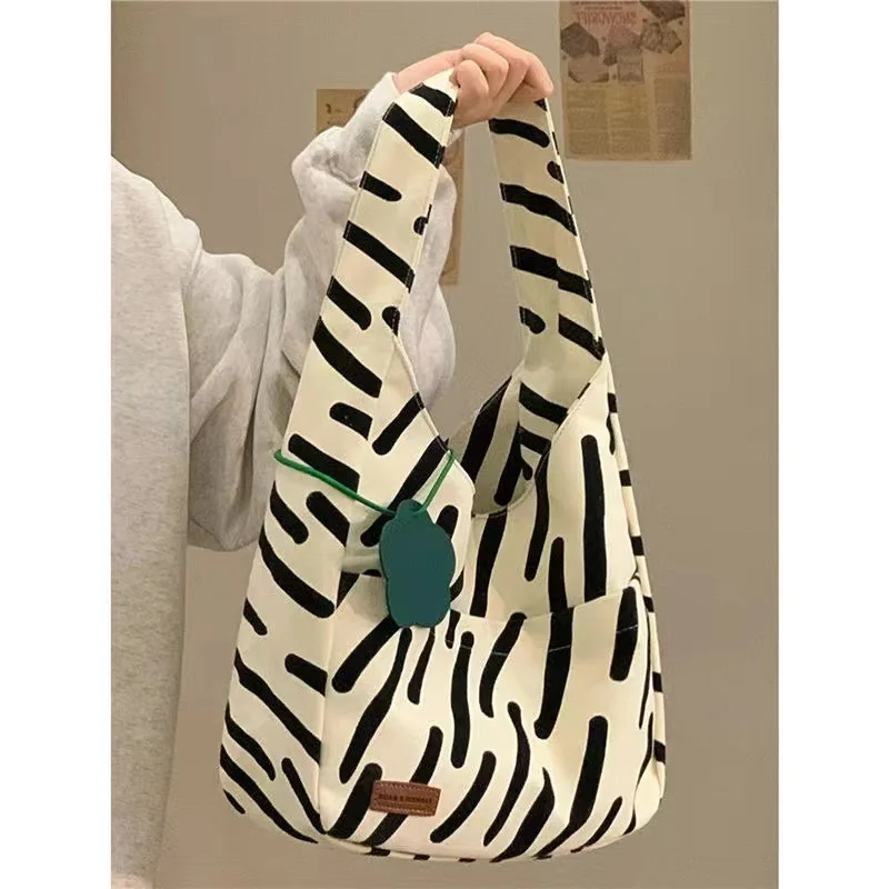 Móda Veľkú Kapacitu, Zebra Plátno Kabelky Ženy Taška Luxusná Taška cez Rameno Nové Nákupné Tote Bag Bežné Cestovné Podpazušia taška