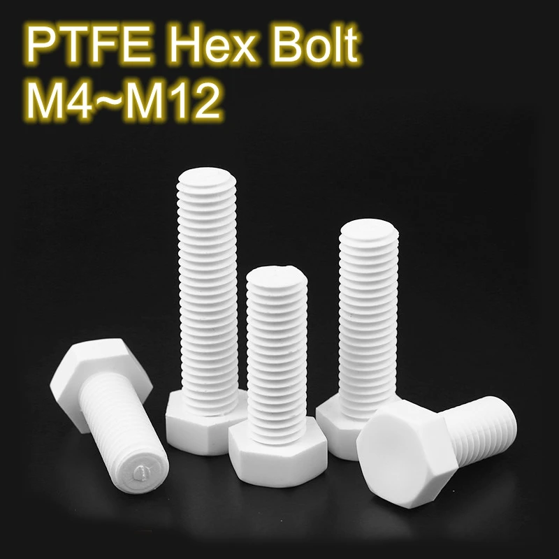 PTFE Hexagon skrutka šesťhranná skrutka Biela farba, M4-M12