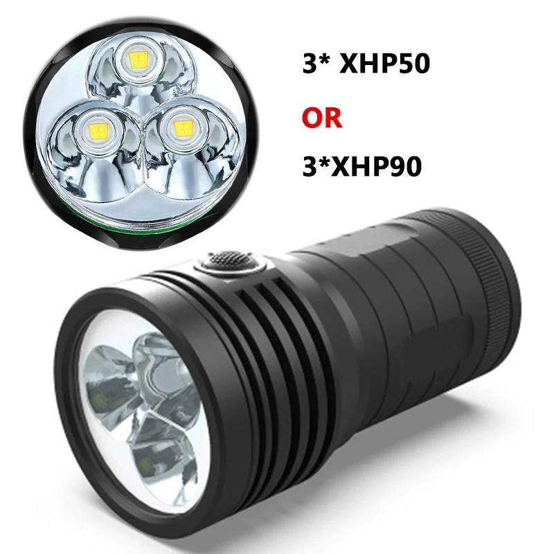 Super Výkonné LED Baterka 3ks XHP90.2 Vstavané Batérie Taktické 3 Režim Pochodeň USB Nabíjateľné Svietidlo Ultra Svetlé Lintern